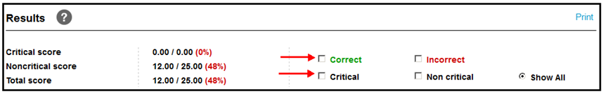 Test Wizard results