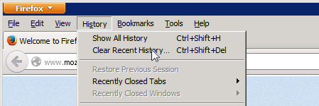 Firefox clear browsing history